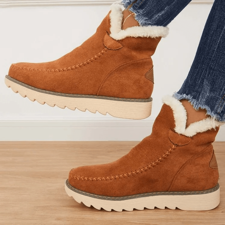 Damen-Stiefeletten, warm gefüttert | Kunstwildleder, Kunstpelz, Winter 3