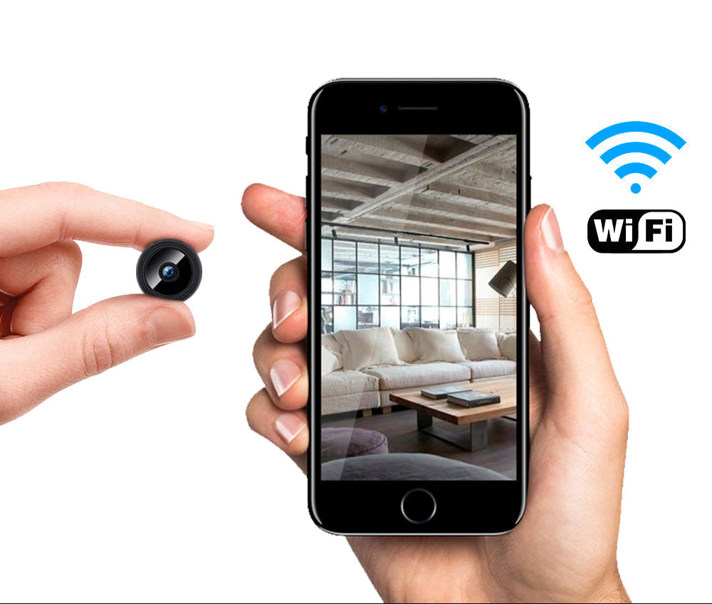 Mini Überwachungskamera mit WiFi, Nachtsicht und Bewegungsmelder – Live Übertragung auf Handy für Innen und Außen