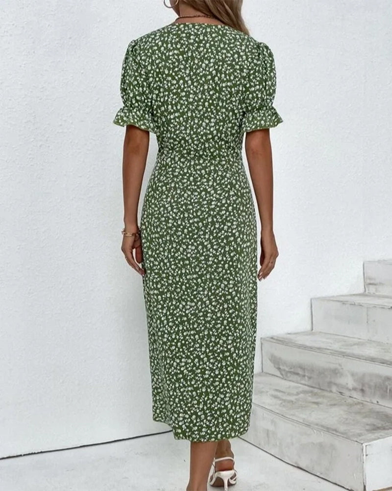Damen Midikleid | Reguläre Passform | Florales Wickelkleid mit V-Ausschnitt | Sommer Freizeitlook