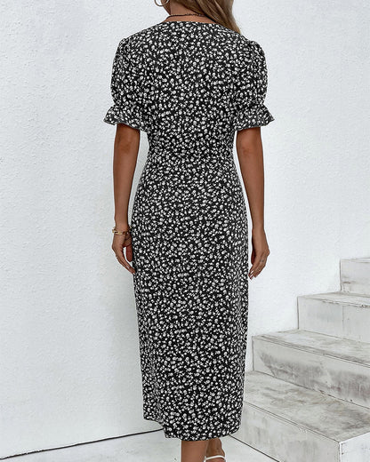 Damen Midikleid | Reguläre Passform | Florales Wickelkleid mit V-Ausschnitt | Sommer Freizeitlook