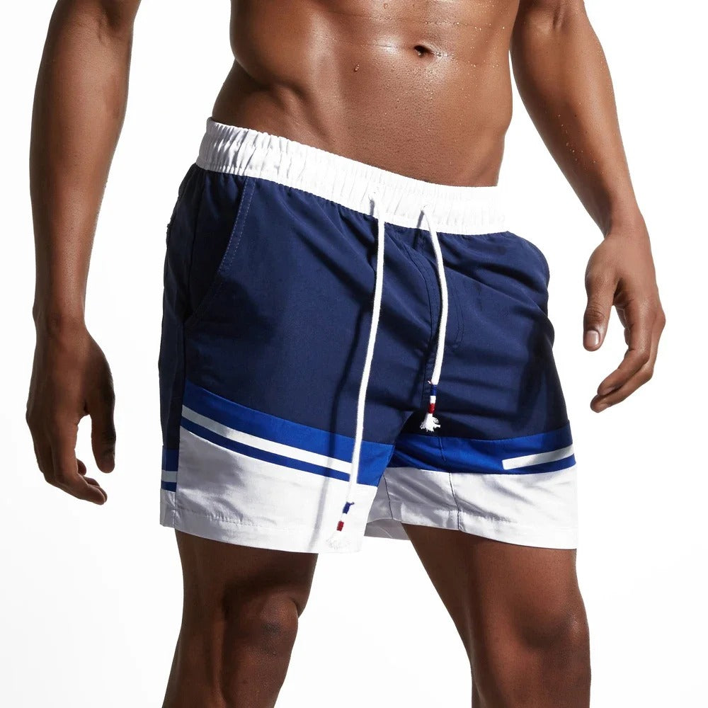 Shorts homme rayés avec taille à cordon, shorts de loisirs | Rayures