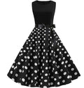 Damen Ärmelloses Fit-and-Flare Kleid | Gepunkteter Rock