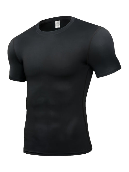 T-shirt de fitness de compression sportive pour homme à manches courtes | Coupe slim