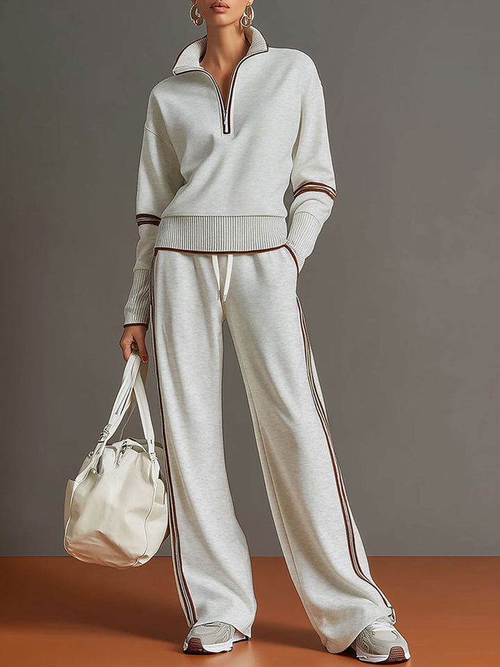 Clara | Women's Relaxed Wide Leg Trousers and Blouse Two-Piece Set