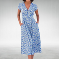 Damen Midikleid | Florales Design und V-Ausschnitt | Femininer Stil für Jeden Tag