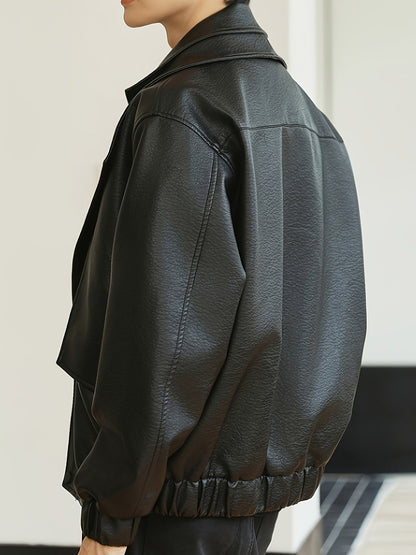 Veste bomber homme | Coupe régulière | Veste style cuir synthétique | Look décontracté