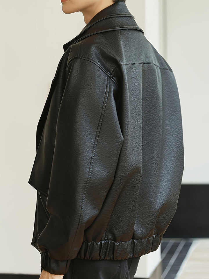 Veste bomber homme | Coupe régulière | Veste style cuir synthétique | Look décontracté