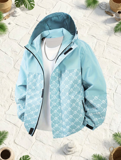 Herren Kapuzenjacke | Reguläre Passform | Windbreaker mit Reissverschluss | Outdoor Freizeitlook