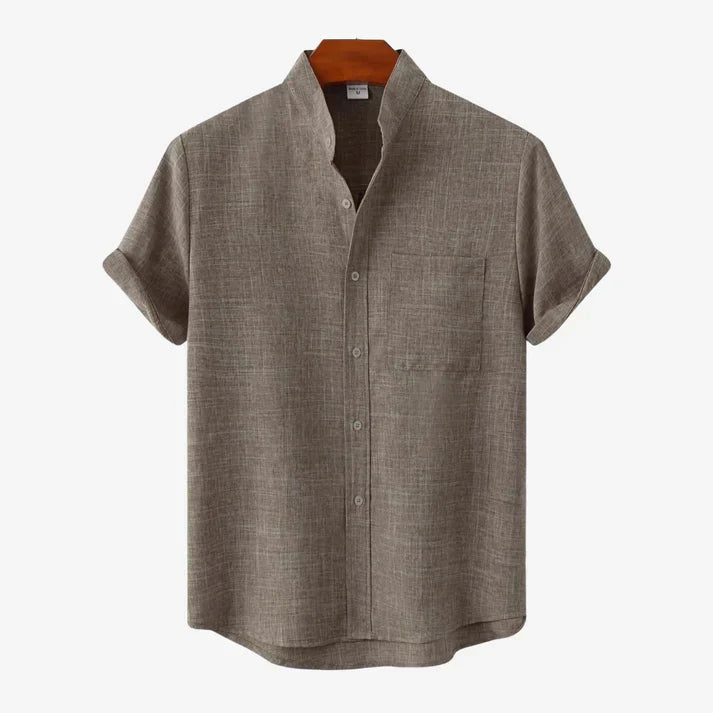 Chemise homme à manches courtes avec col montant | Style smart casual