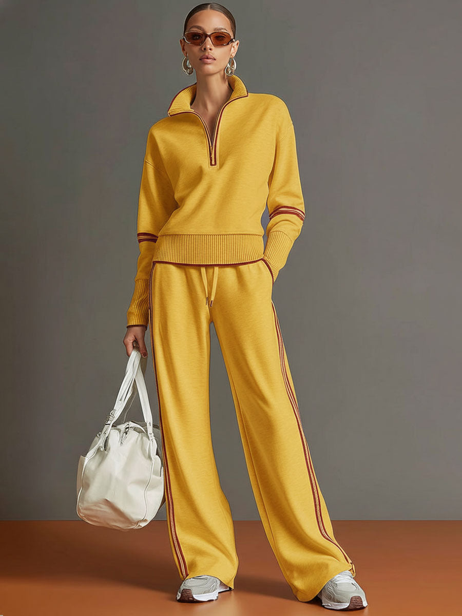Clara | Women's Relaxed Wide Leg Trousers and Blouse Two-Piece Set
