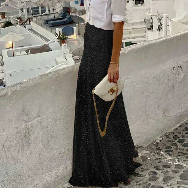 Damen Hohe Taille Maxi Rock | Pailletten Design