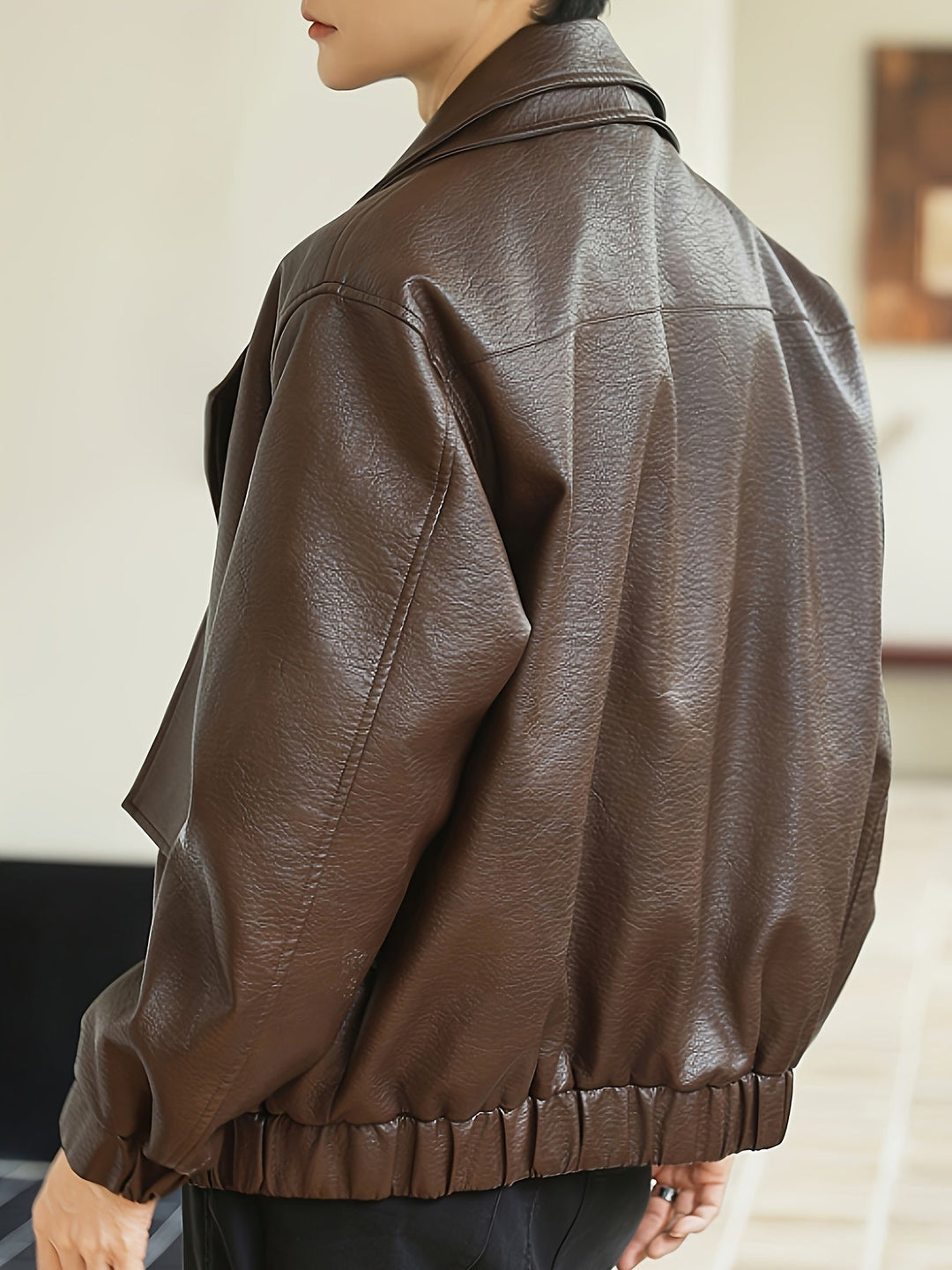 Veste bomber homme | Coupe régulière | Veste style cuir synthétique | Look décontracté