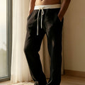 Herrenhose | Relaxed Fit Hose mit Geradem Bein | Kordelzugbund und Taschen | Lässiger Sommerstil