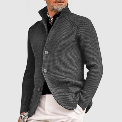 Cardigan uomo a manica lunga con collo alto e bottoni | Maglia strutturata