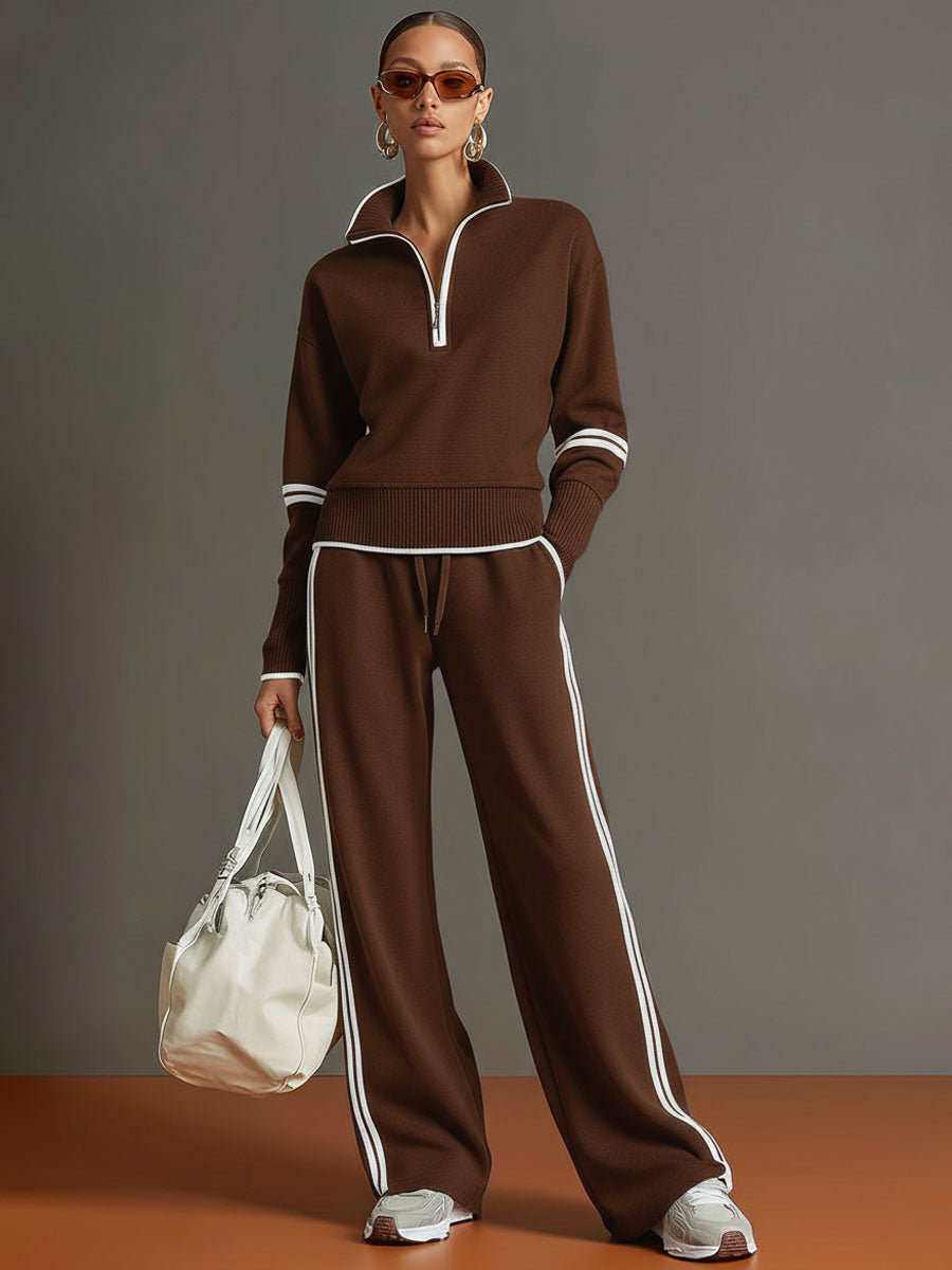 Clara | Women's Relaxed Wide Leg Trousers and Blouse Two-Piece Set