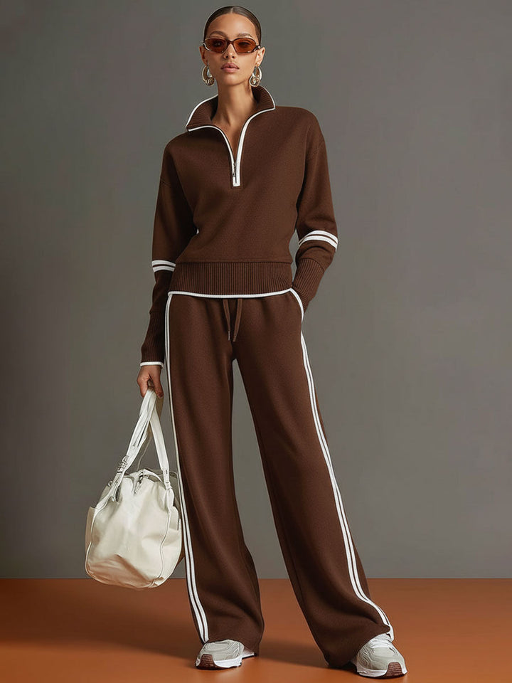 Clara | Women's Relaxed Wide Leg Trousers and Blouse Two-Piece Set