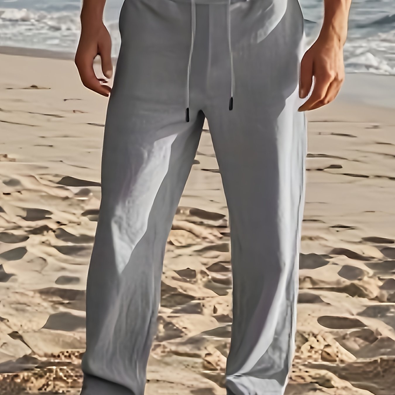 Pánské kalhoty | Kalhoty Regular Fit s rovnými nohavicemi | Pas na stažení šňůrkou | Ležérní letní styl