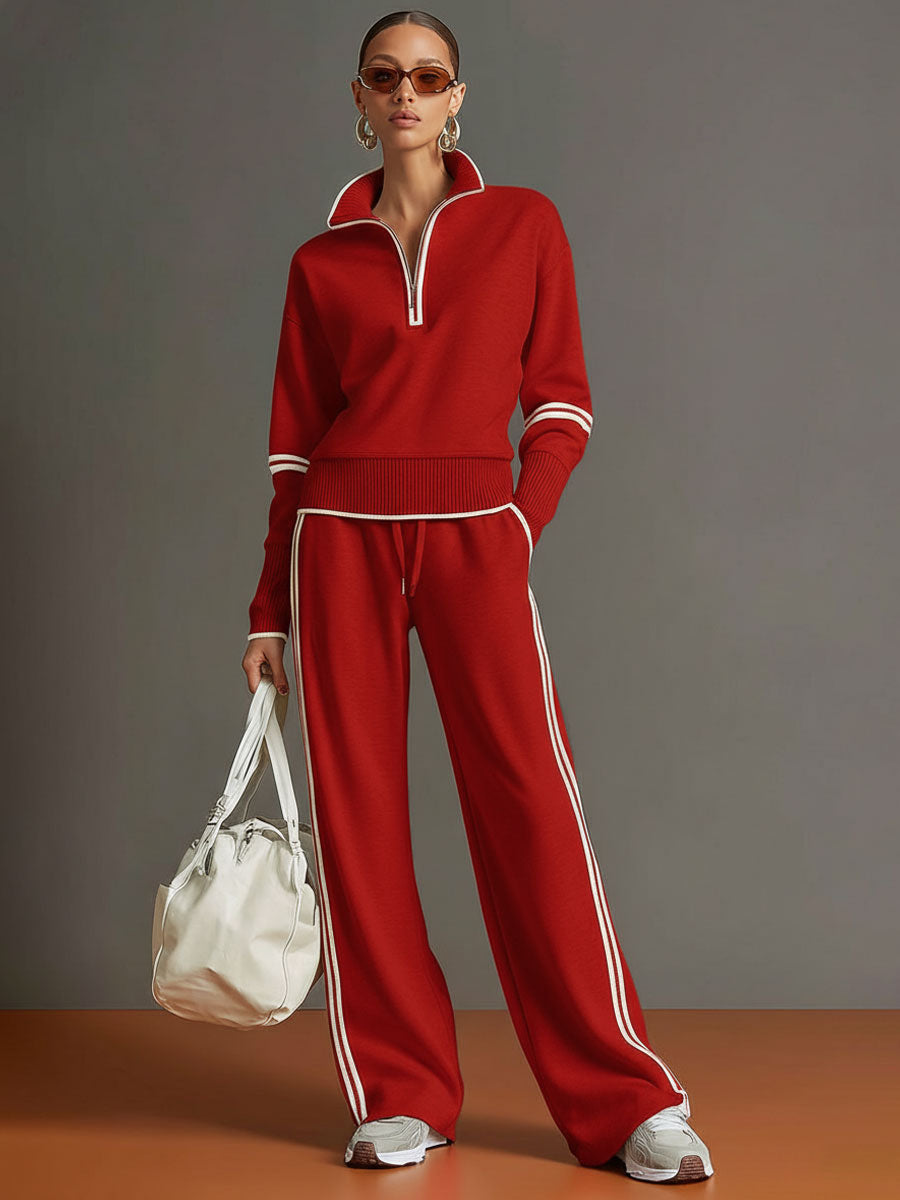 Clara | Women's Relaxed Wide Leg Trousers and Blouse Two-Piece Set
