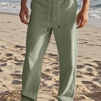 Pánské kalhoty | Kalhoty Regular Fit s rovnými nohavicemi | Pas na stažení šňůrkou | Ležérní letní styl