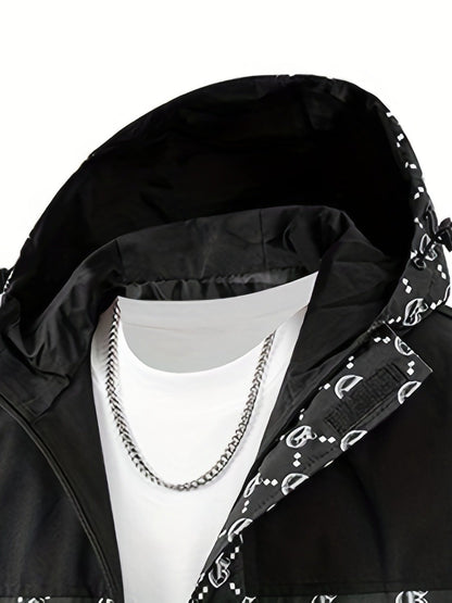Herren Kapuzenjacke | Reguläre Passform | Windbreaker mit Reissverschluss | Outdoor Freizeitlook