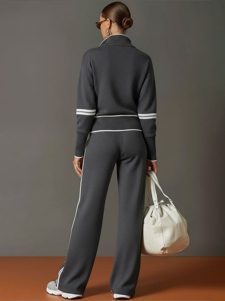 Clara | Women's Relaxed Wide Leg Trousers and Blouse Two-Piece Set