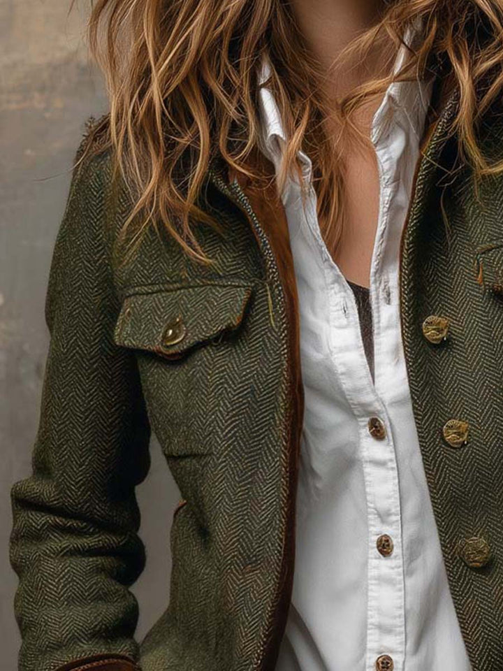 Wren | Women's Vintage Herringbone Contrast Trim Blazer