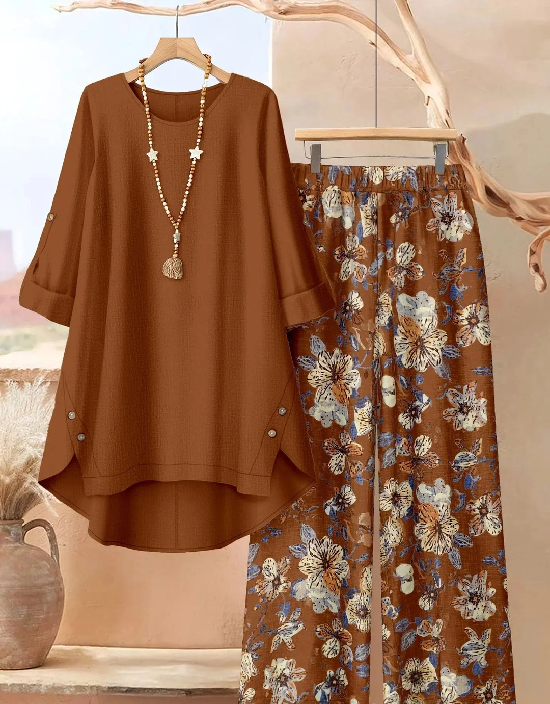 Marisol | Women's Layered Tunic & Wide-Leg Trousers Set