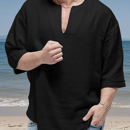 Herren Henley-Shirt | Relaxed Fit Shirt | V-Ausschnitt Design | Lässiger Alltagsstil