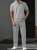 Herren Set | Relaxed Fit Polo-Shirt und Hosen-Set | Kordelzugbund | Smart Casual Stil