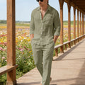 Herren Zweiteiler | Langarmhemd mit Kordelzughose | Bequeme Passform | Resort-Look