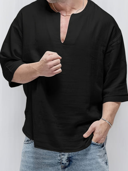 Herren Henley-Shirt | Relaxed Fit Shirt | V-Ausschnitt Design | Lässiger Alltagsstil