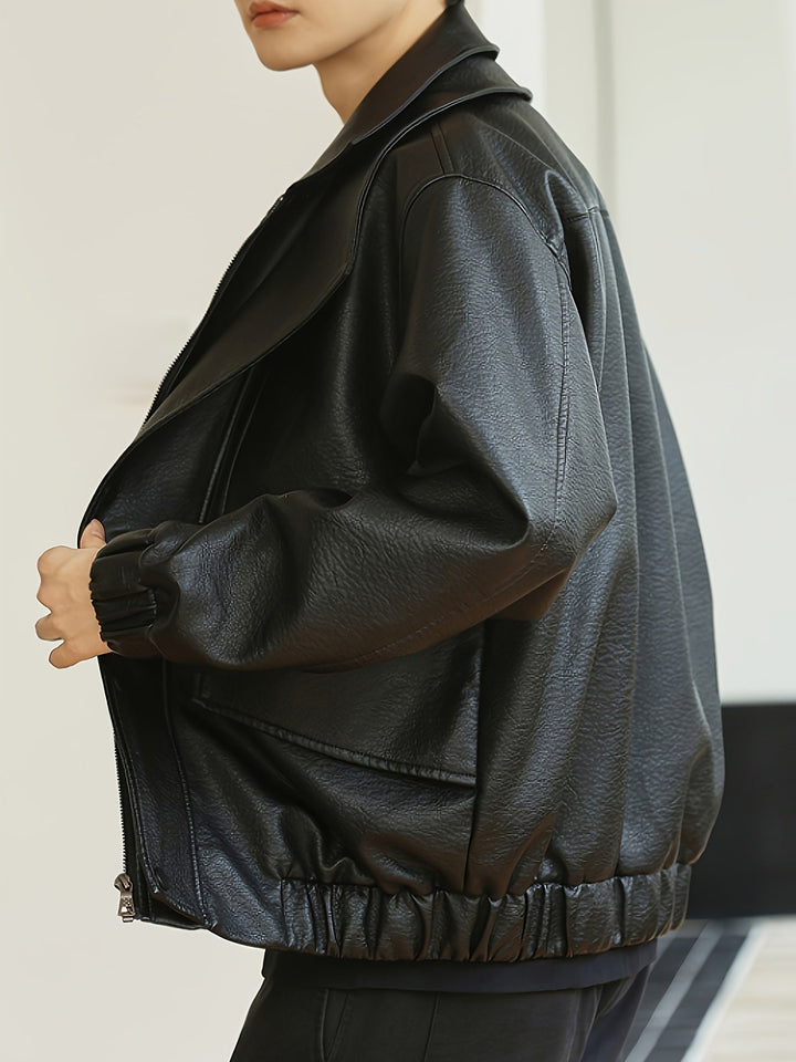 Veste bomber homme | Coupe régulière | Veste style cuir synthétique | Look décontracté
