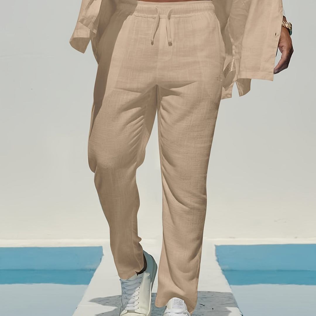 Herren Zweiteiler | Freizeithemd mit Kordelzughose | Bequeme Passform | Sommerlicher Resort-Look
