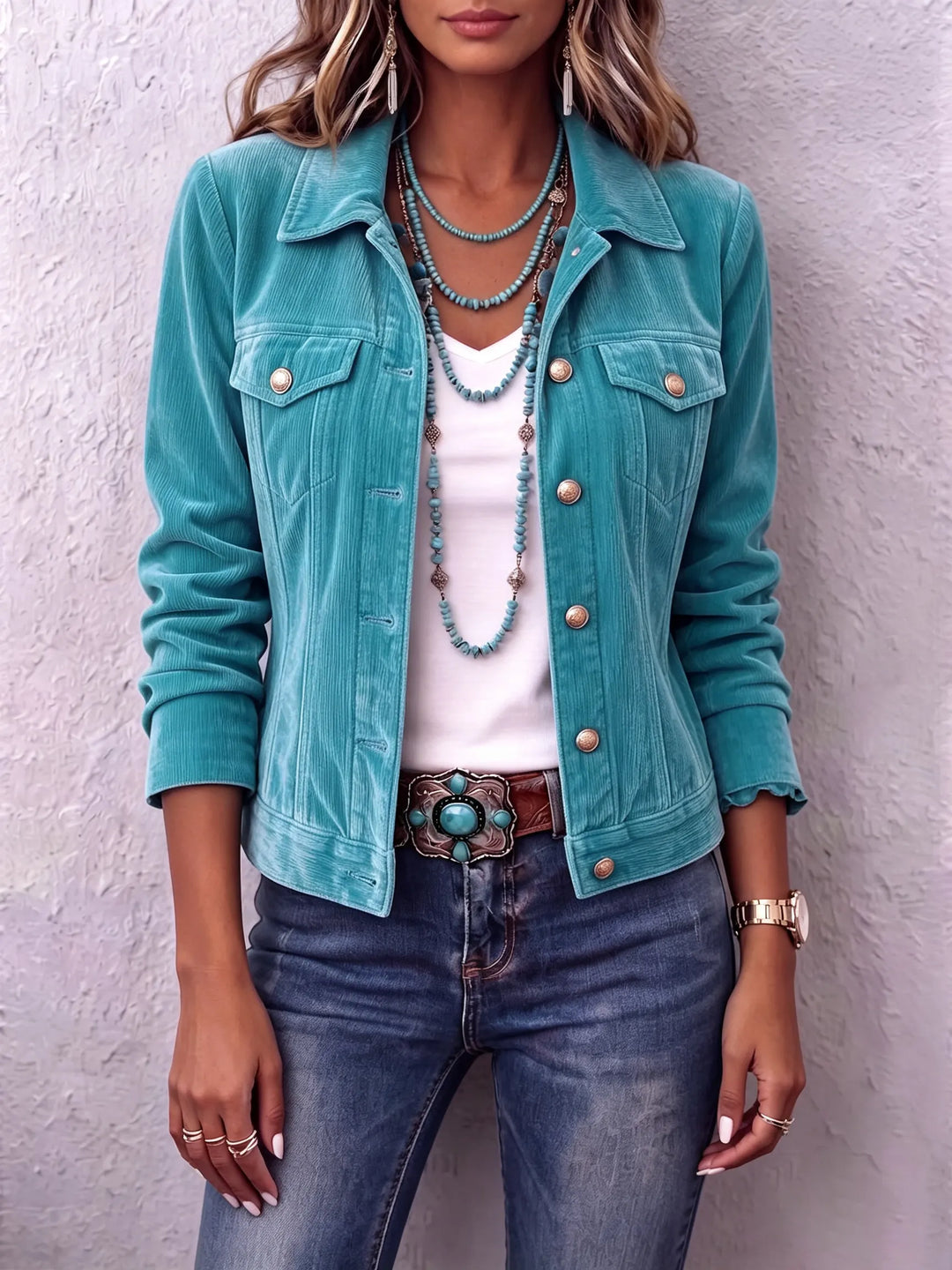 Elena | Women's Relaxed Fit Vintage Wash Button Jacket