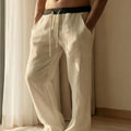 Herrenhose | Relaxed Fit Hose mit Geradem Bein | Kordelzugbund und Taschen | Lässiger Sommerstil