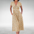 Damen Midikleid | Florales Design und V-Ausschnitt | Femininer Stil für Jeden Tag
