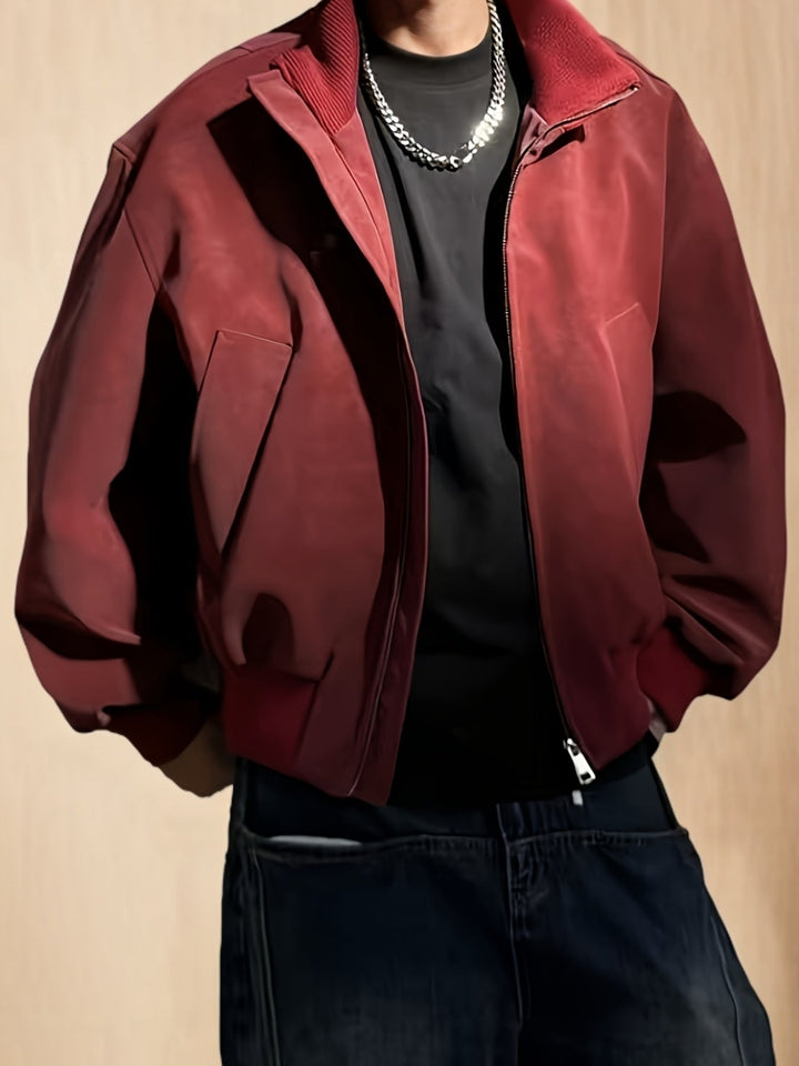 Veste bomber homme | Coupe confortable avec fermeture éclair | Col montant design | Look décontracté streetwear
