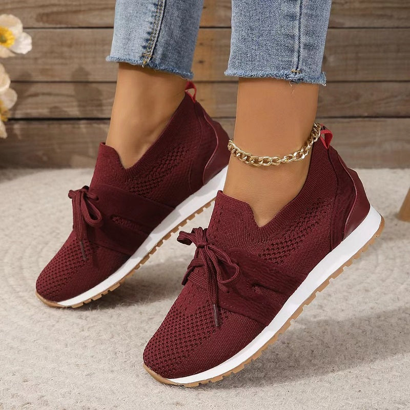 Pantof sport slip-on damă tricotat | Cu detaliu șiret