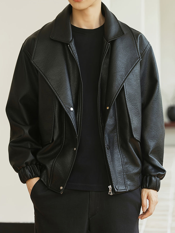 Veste bomber homme | Coupe régulière | Veste style cuir synthétique | Look décontracté