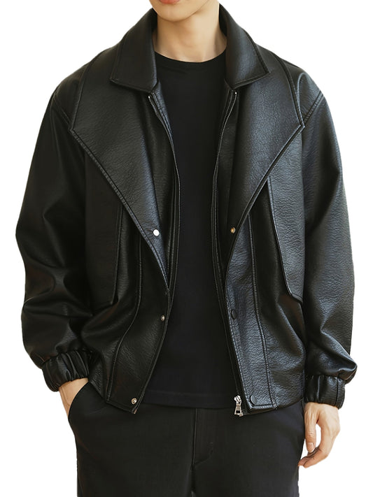 Jachetă bomber pentru bărbați | Croială regulară | Jachetă stil piele ecologică | Look casual