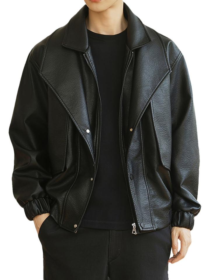Veste bomber homme | Coupe régulière | Veste style cuir synthétique | Look décontracté