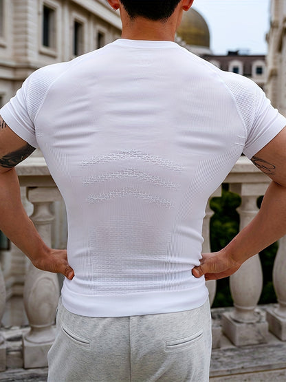 T-shirt de fitness homme | T-shirt à manches courtes près du corps | Silhouette définie | Look moderne de vêtements de sport