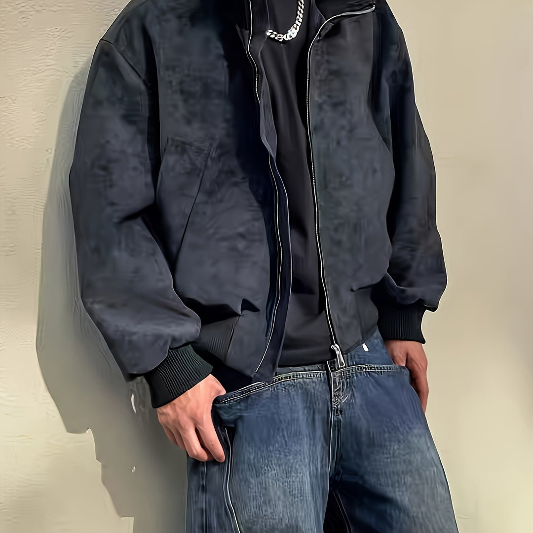 Veste bomber homme | Coupe confortable avec fermeture éclair | Col montant design | Look décontracté streetwear