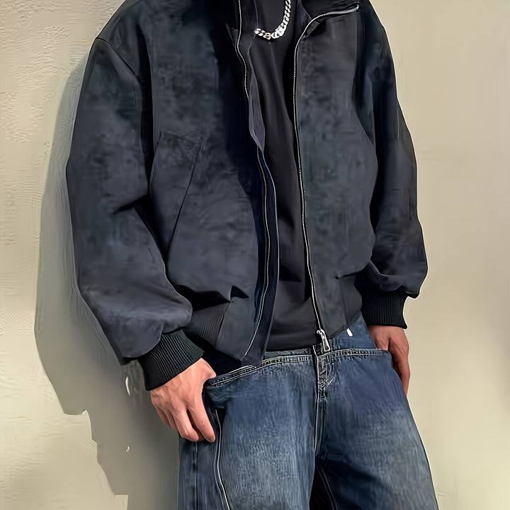 Veste bomber homme | Coupe confortable avec fermeture éclair | Col montant design | Look décontracté streetwear