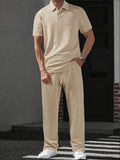 Herren Set | Relaxed Fit Polo-Shirt und Hosen-Set | Kordelzugbund | Smart Casual Stil