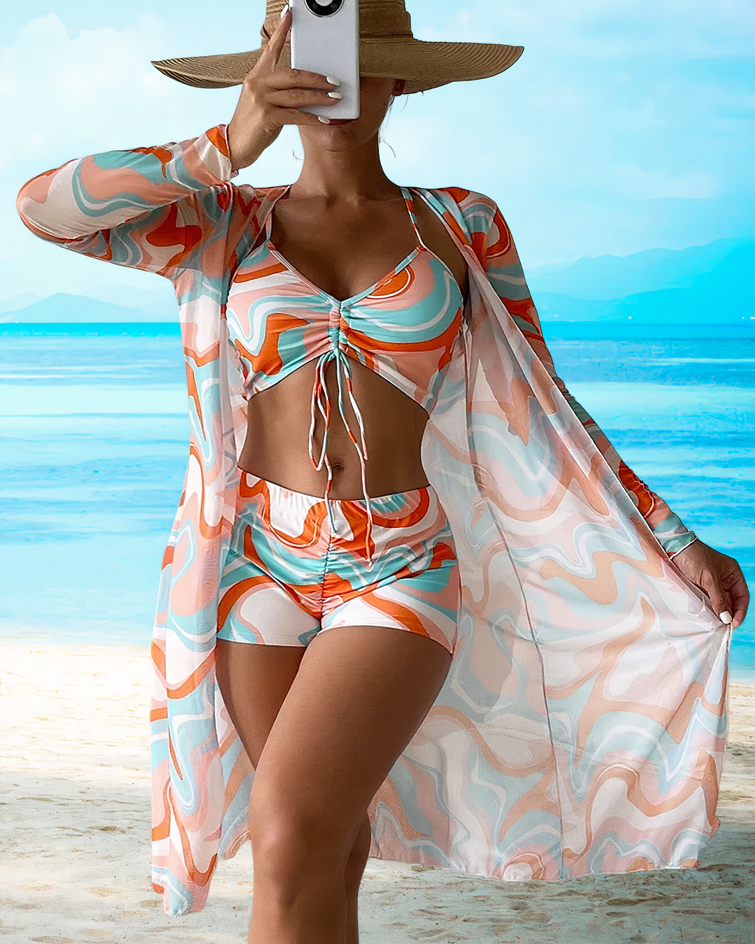 AMALFI - Bikini-Set mit hohem Bund und passendem Überwurf 0
