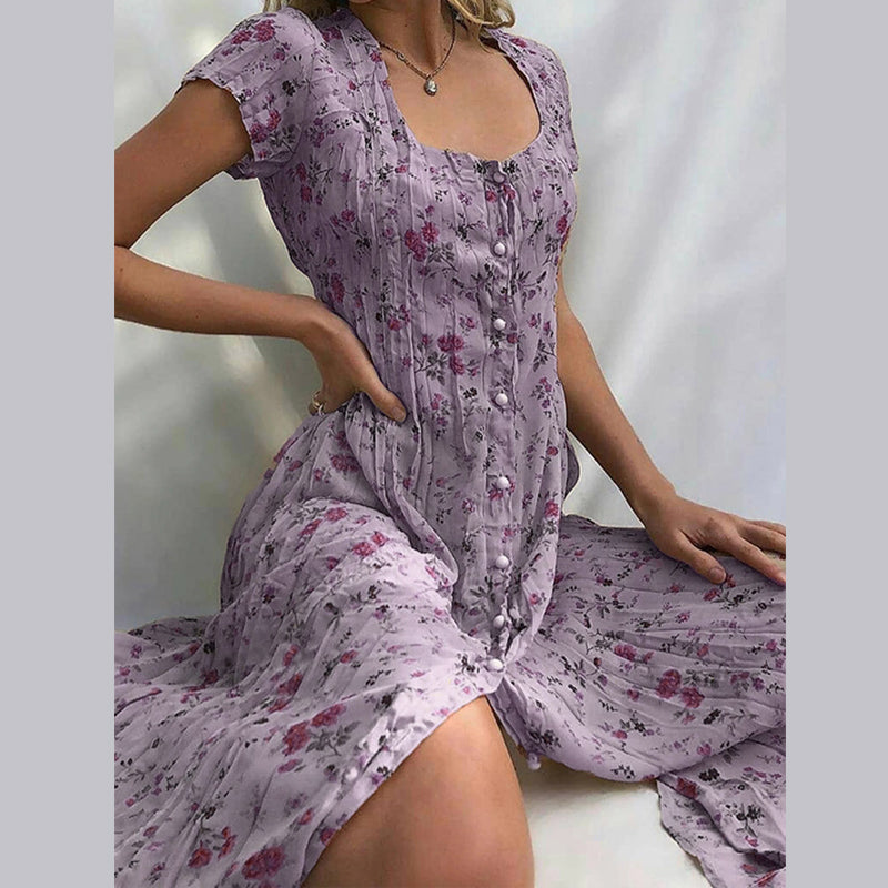 Paulina | Robe fleurie pour femmes avec patte de boutonnage