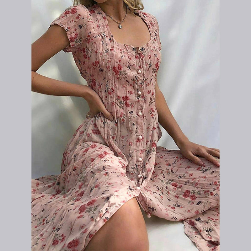 Paulina | Robe fleurie pour femmes avec patte de boutonnage