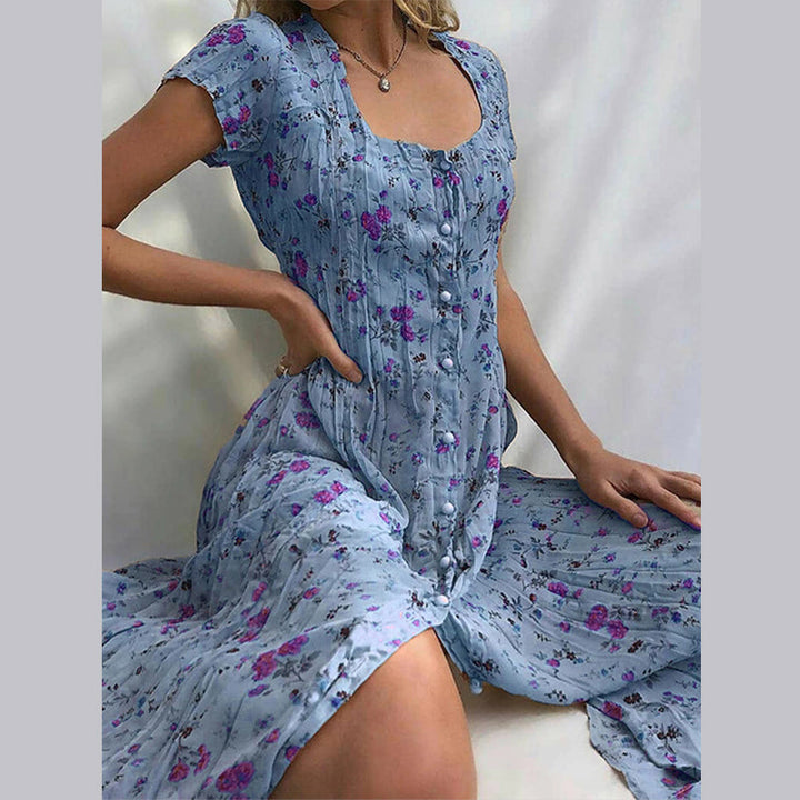 Paulina | Robe fleurie pour femmes avec patte de boutonnage