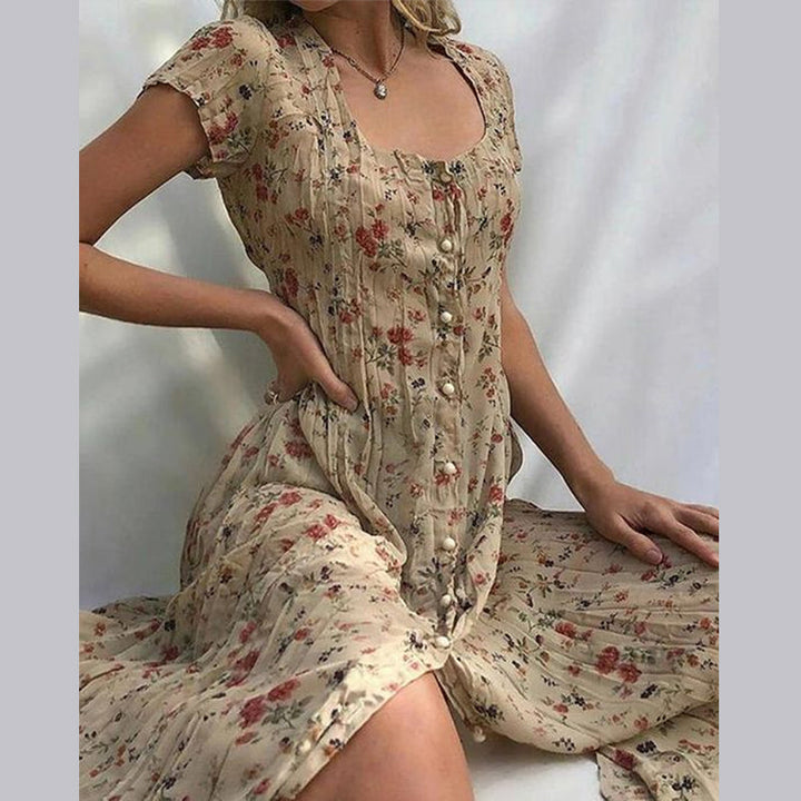 Paulina | Robe fleurie pour femmes avec patte de boutonnage